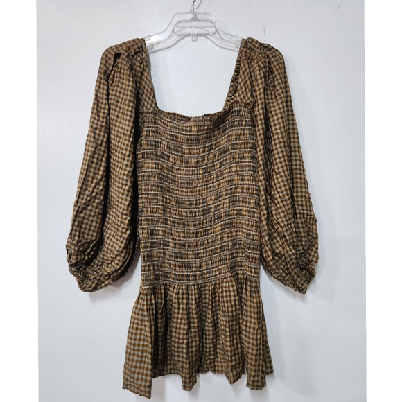 UO Francis Smocked Long Sleeve Mini Dress size M - Picture 5 of 7